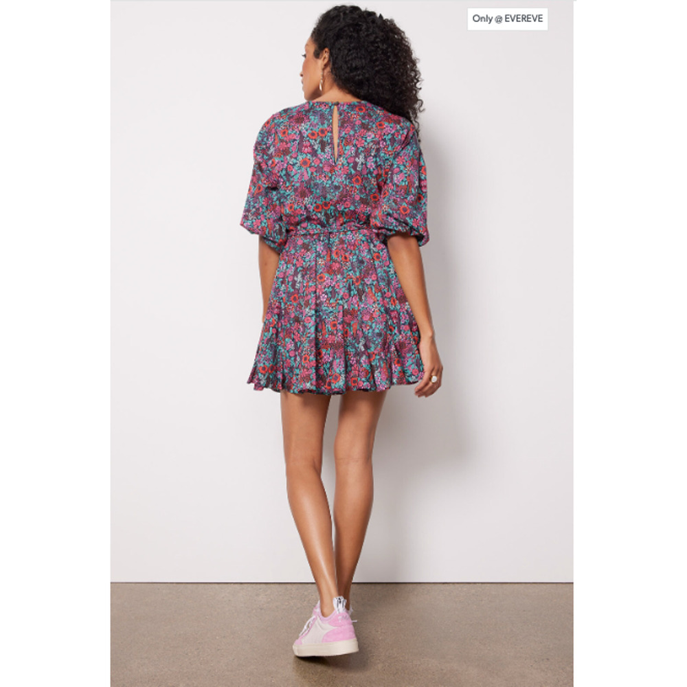 EVEREVE NWT Sutton Cotton Tie Waist Long Sleeve Floral Dress // M - Picture 4 of 16